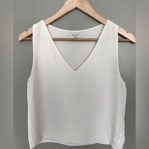 White Babaton Crop Silk Tank